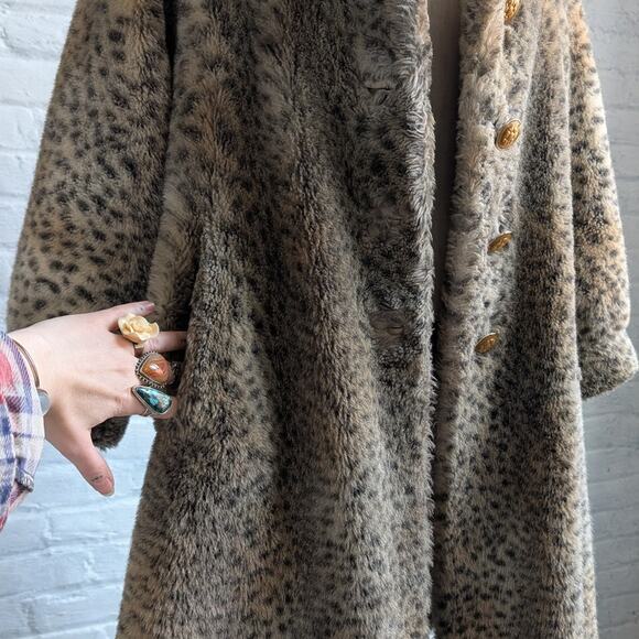 St John Faux Fur Cheetah Trench Coat Y2K Designer Animal Print Luxury Jacket - Picture 6 of 10